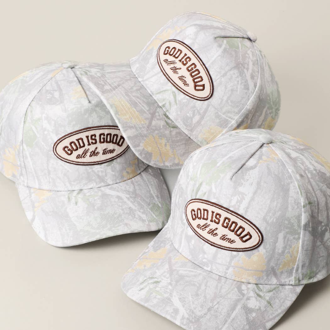 GOD IS GOOD All The Time Patch Camo Baseball Cap: CAMO / One Size
