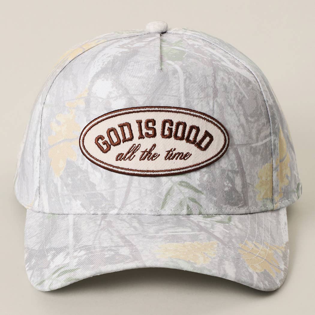 GOD IS GOOD All The Time Patch Camo Baseball Cap: CAMO / One Size