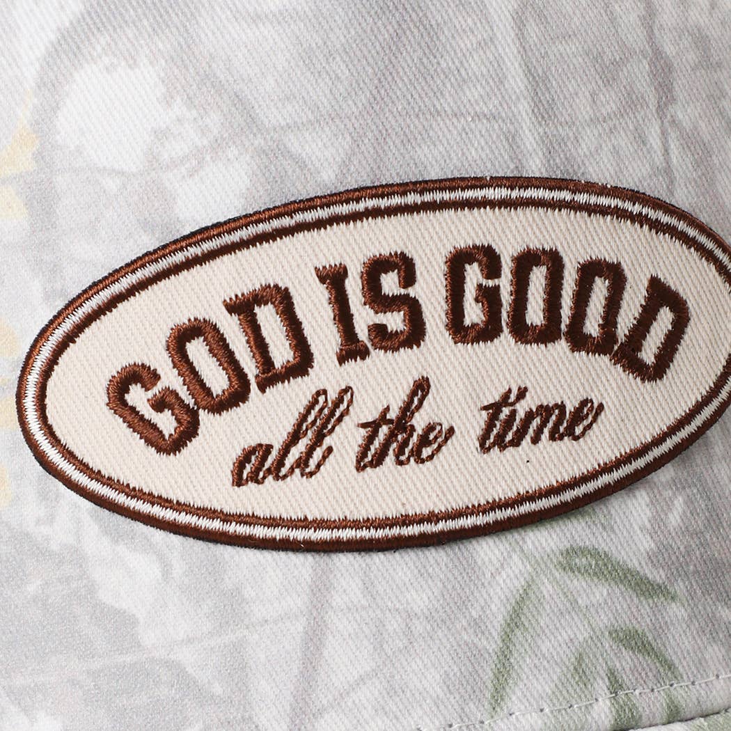 GOD IS GOOD All The Time Patch Camo Baseball Cap: CAMO / One Size