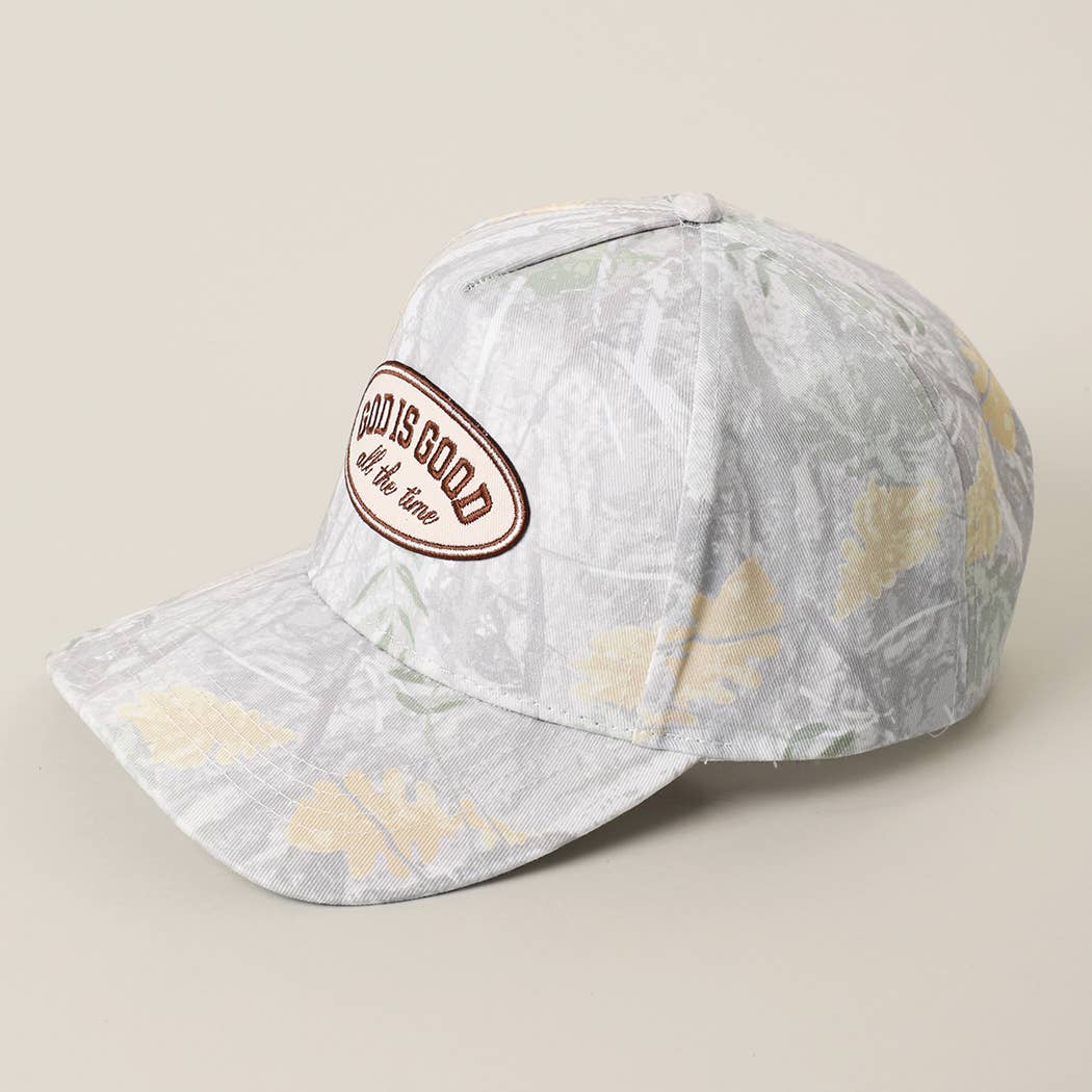 GOD IS GOOD All The Time Patch Camo Baseball Cap: CAMO / One Size